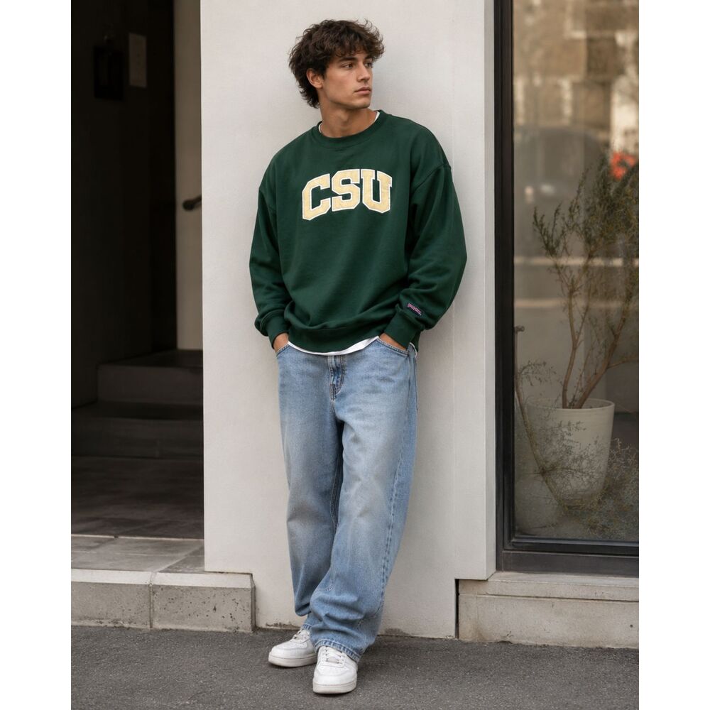 Vintage JanSport CSU Crewneck Sweatshirt XL Green Colorado State University 90s